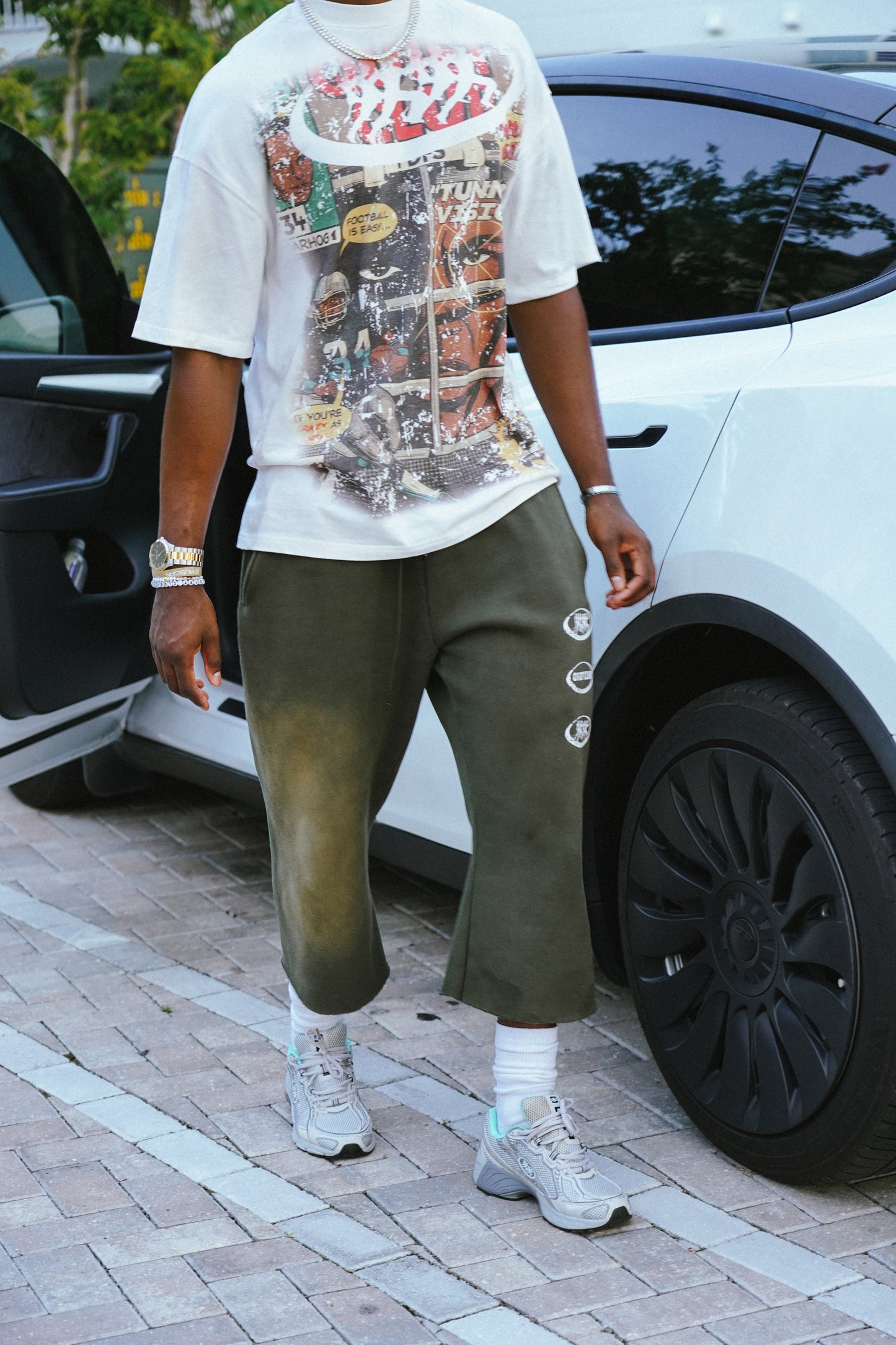GREEN RUSH 3/4 SHORTS