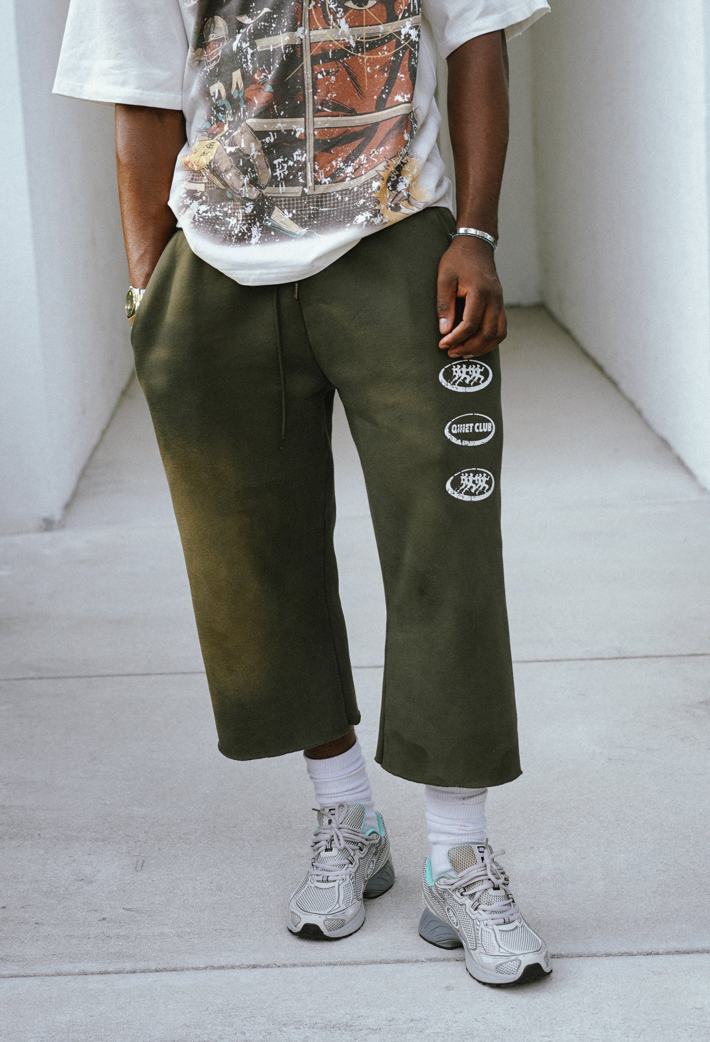 GREEN RUSH 3/4 SHORTS